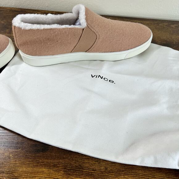 Vince Blair Shearling Sneakers 9 Womens Light Taupe Wool Shearling Lined Slip On - Picture 11 of 13